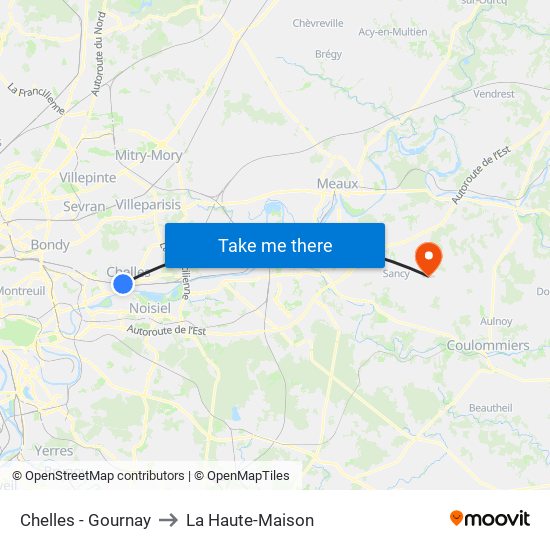 Chelles - Gournay to La Haute-Maison map