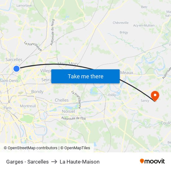 Garges - Sarcelles to La Haute-Maison map