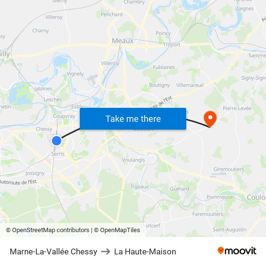 Marne-La-Vallée Chessy to La Haute-Maison map