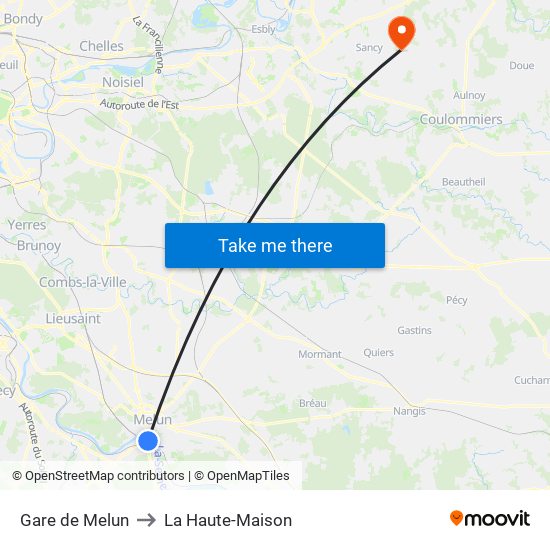 Gare de Melun to La Haute-Maison map