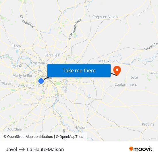 Javel to La Haute-Maison map