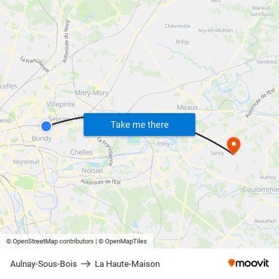 Aulnay-Sous-Bois to La Haute-Maison map