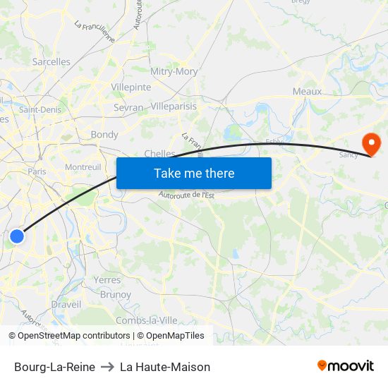 Bourg-La-Reine to La Haute-Maison map