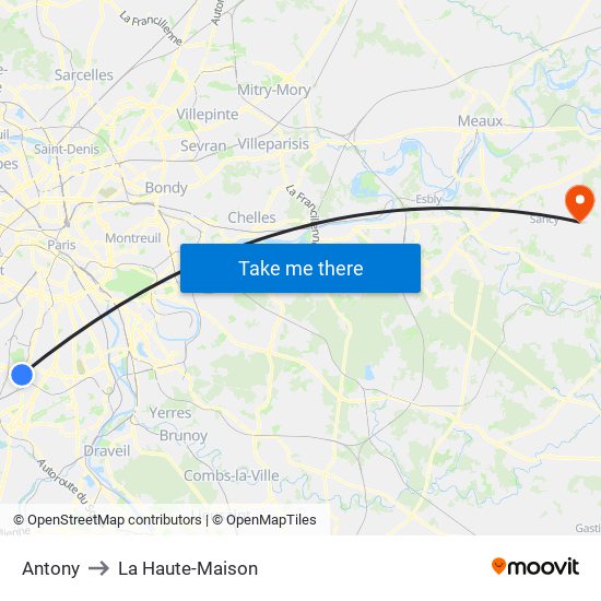 Antony to La Haute-Maison map