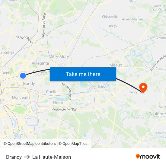 Drancy to La Haute-Maison map