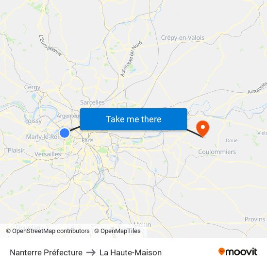 Nanterre Préfecture to La Haute-Maison map