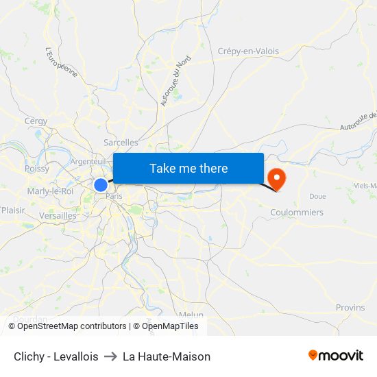 Clichy - Levallois to La Haute-Maison map