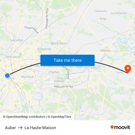 Auber to La Haute-Maison map