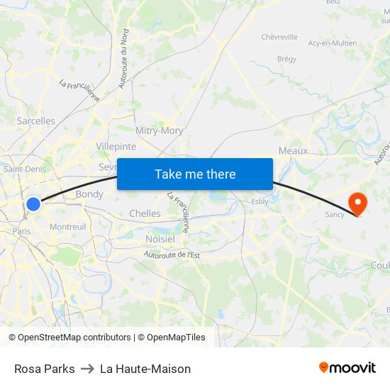 Rosa Parks to La Haute-Maison map