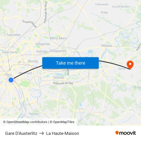 Gare D'Austerlitz to La Haute-Maison map