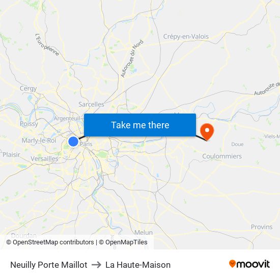 Neuilly Porte Maillot to La Haute-Maison map