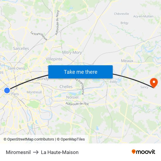 Miromesnil to La Haute-Maison map