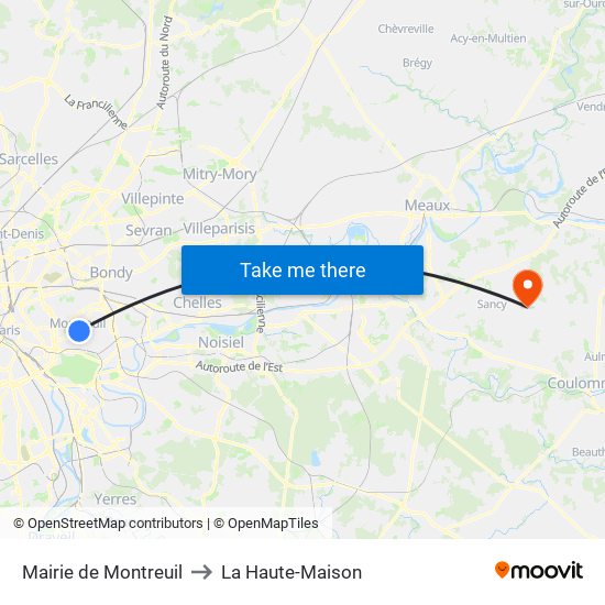Mairie de Montreuil to La Haute-Maison map