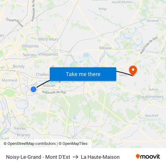 Noisy-Le-Grand - Mont D'Est to La Haute-Maison map