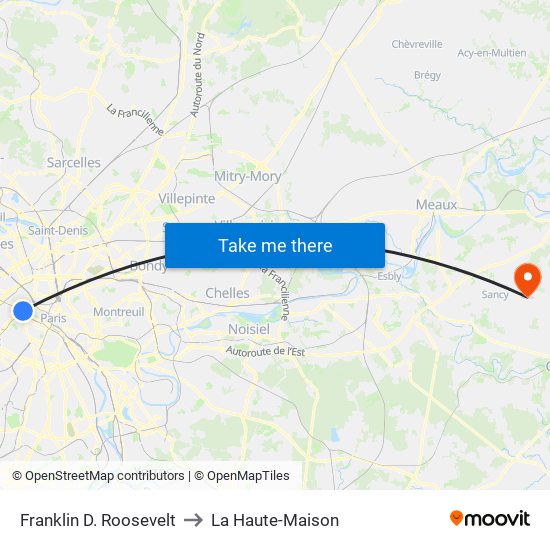 Franklin D. Roosevelt to La Haute-Maison map