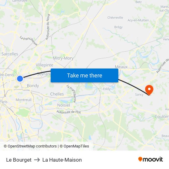 Le Bourget to La Haute-Maison map