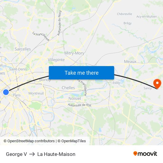 George V to La Haute-Maison map