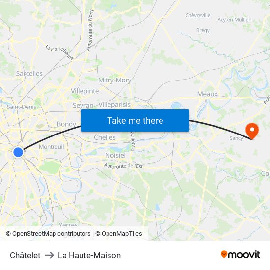 Châtelet to La Haute-Maison map