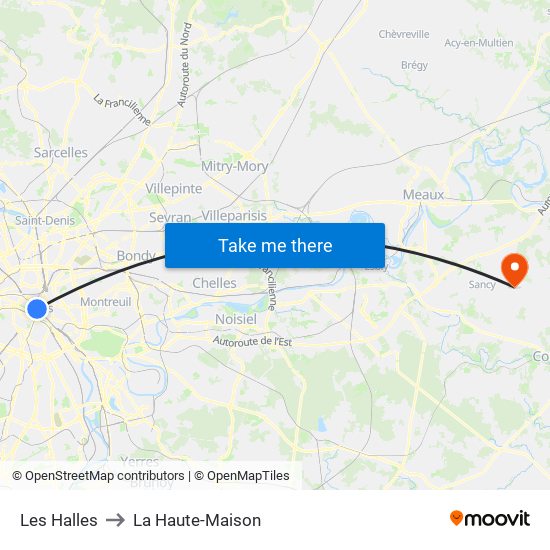 Les Halles to La Haute-Maison map