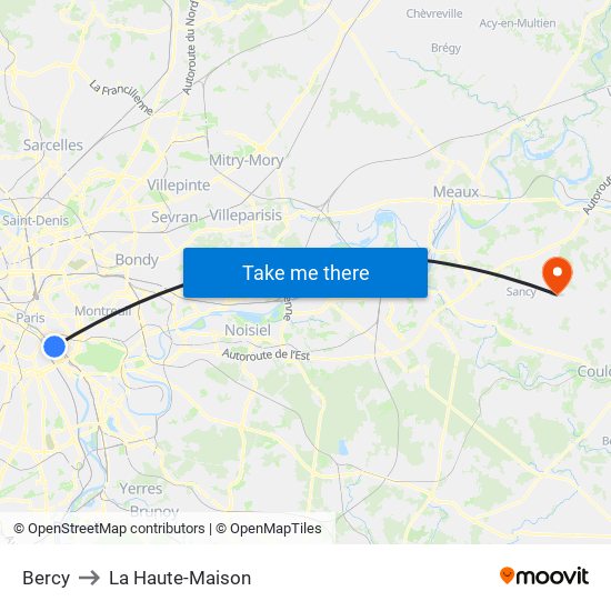 Bercy to La Haute-Maison map