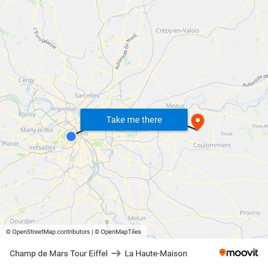 Champ de Mars Tour Eiffel to La Haute-Maison map