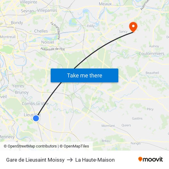 Gare de Lieusaint Moissy to La Haute-Maison map