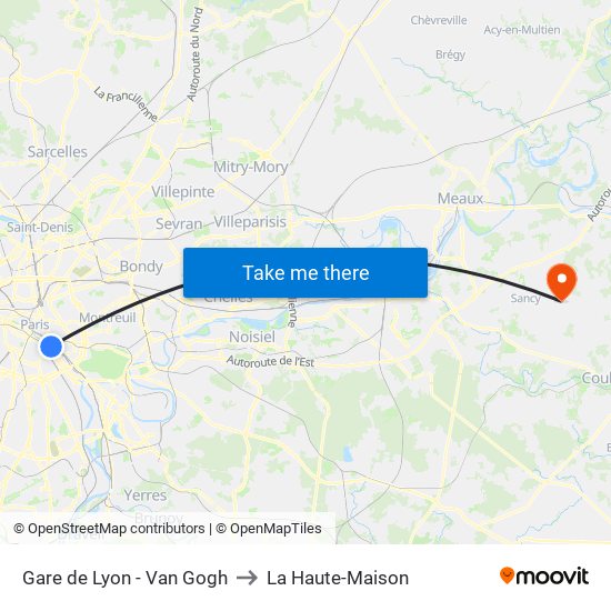 Gare de Lyon - Van Gogh to La Haute-Maison map