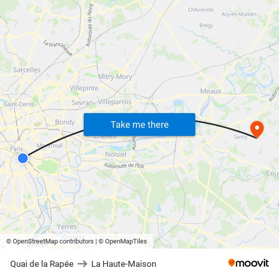 Quai de la Rapée to La Haute-Maison map