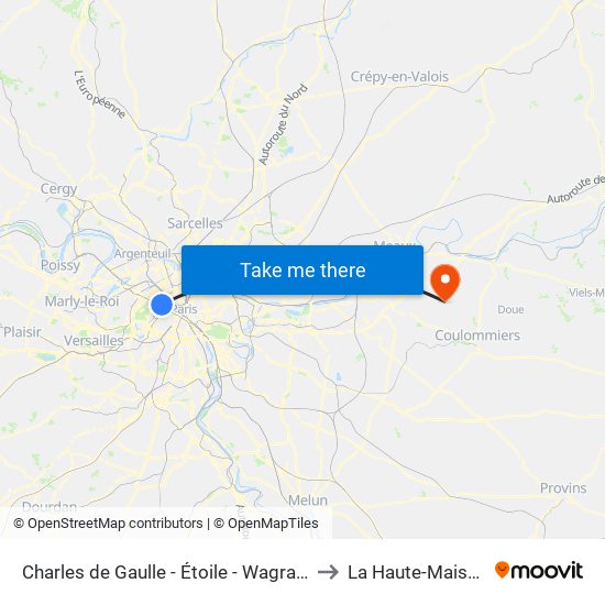 Charles de Gaulle - Étoile - Wagram to La Haute-Maison map