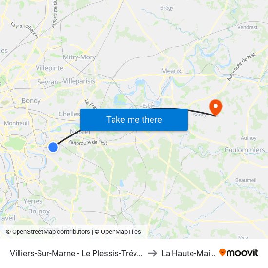 Villiers-Sur-Marne - Le Plessis-Trévise RER to La Haute-Maison map