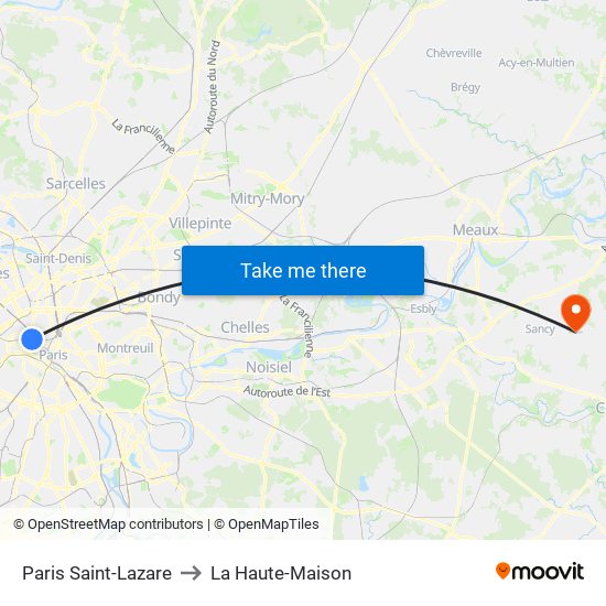 Paris Saint-Lazare to La Haute-Maison map