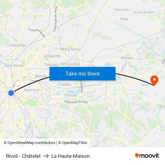 Rivoli - Châtelet to La Haute-Maison map