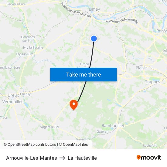 Arnouville-Les-Mantes to La Hauteville map