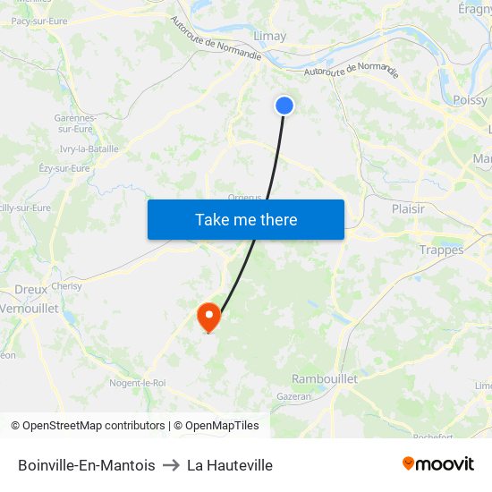 Boinville-En-Mantois to La Hauteville map