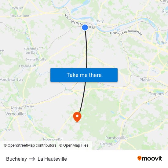 Buchelay to La Hauteville map