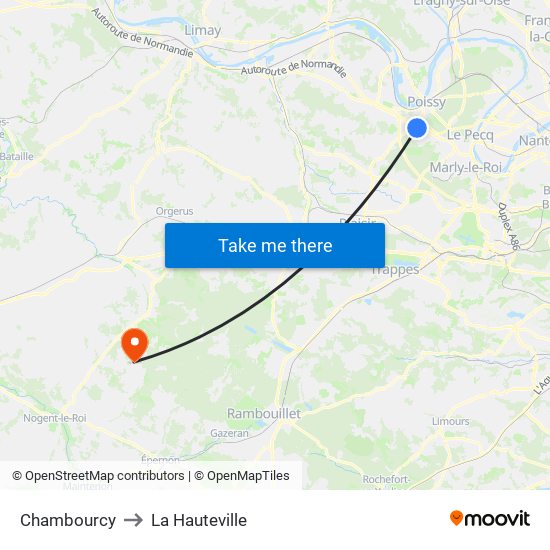 Chambourcy to La Hauteville map