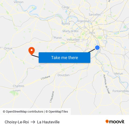 Choisy-Le-Roi to La Hauteville map