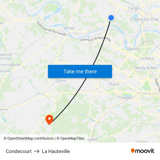 Condecourt to La Hauteville map