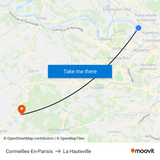 Cormeilles-En-Parisis to La Hauteville map