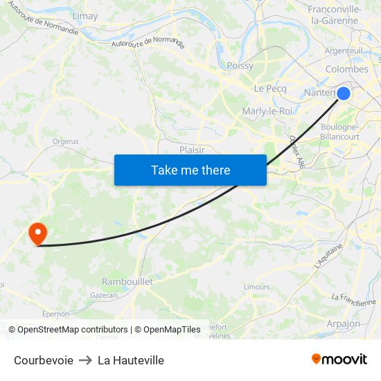 Courbevoie to La Hauteville map