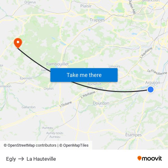 Egly to La Hauteville map