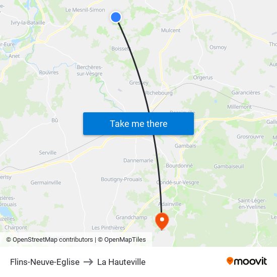 Flins-Neuve-Eglise to La Hauteville map