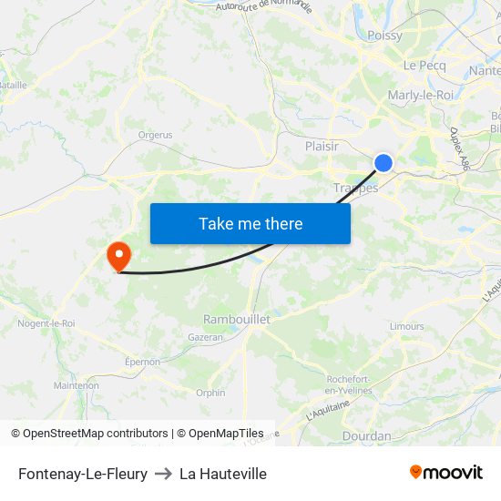 Fontenay-Le-Fleury to La Hauteville map