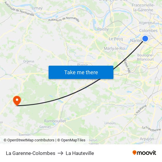 La Garenne-Colombes to La Hauteville map