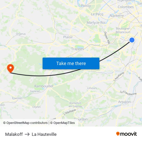 Malakoff to La Hauteville map