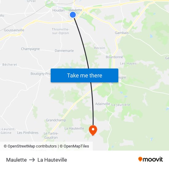Maulette to La Hauteville map