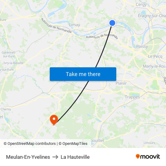 Meulan-En-Yvelines to La Hauteville map