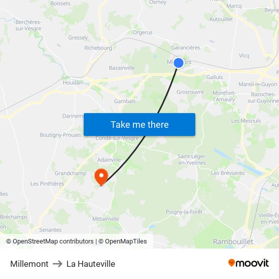 Millemont to La Hauteville map