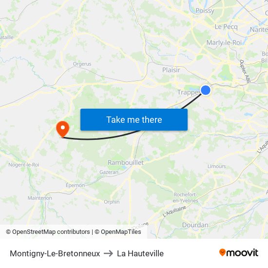 Montigny-Le-Bretonneux to La Hauteville map