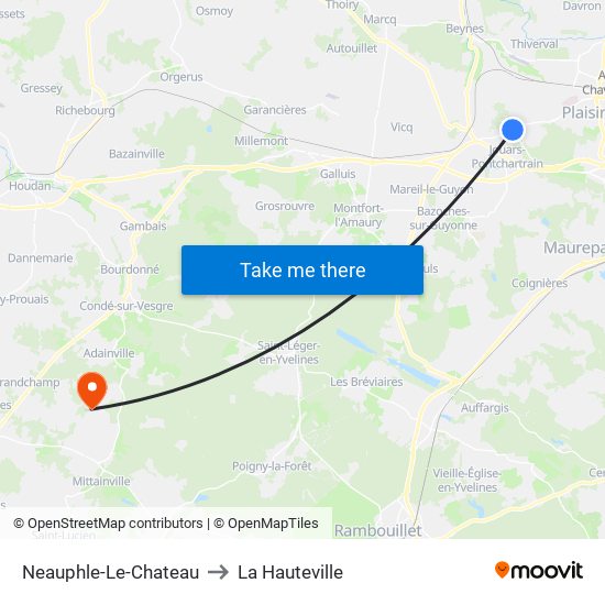 Neauphle-Le-Chateau to La Hauteville map